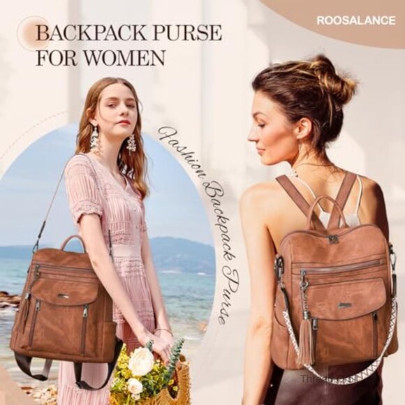 PU Leather Convertible Backpack Purse, 13\